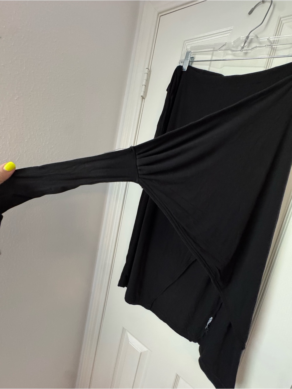 Women's Black Wrap Midi Skirt with Side Tie - Picture 4 of 5